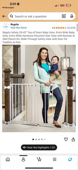 Regalo top of stairs baby gate