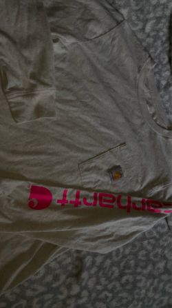 Carhartt Long Sleeve Logo Sleeve Shirt with Pink Detail
