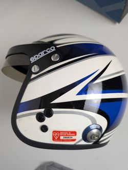 Sparco Racing Helmet Size 58 M FIA 8(contact info removed) BS6658 Blue White Used
