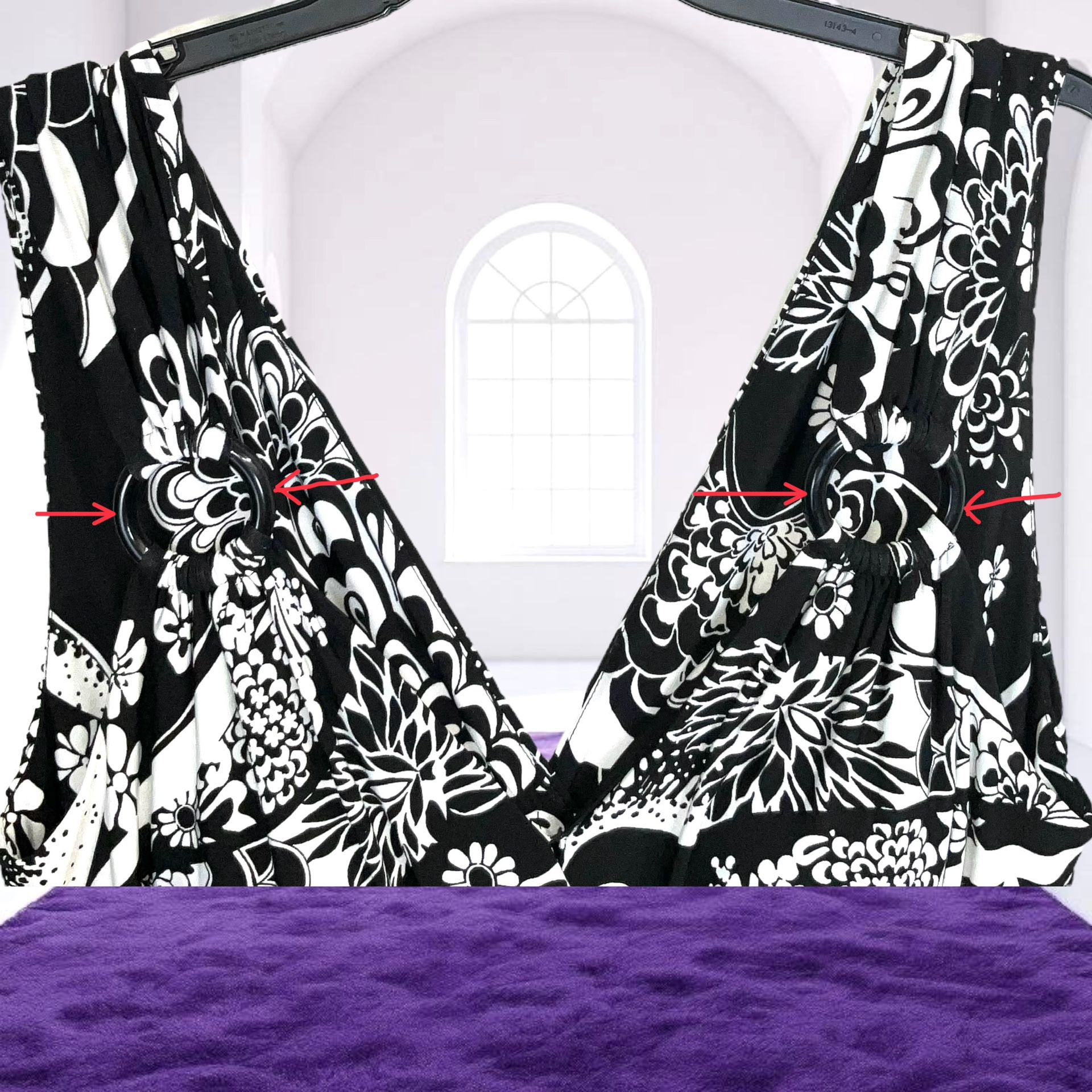 Glamour Black & White Floral & Purple Black White Geometric Bands Tank Sleeveless Midi Dress Women 16