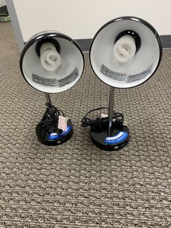 Two USB Desk Lamps - Black Finish with Chrome Gooseneck