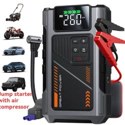 Portable Car Jump Starter with Air Compressor, Jump Starter Battery Pack, 3000A Peak(2.11gal Gas, 1.72gal Diesel) with 150 PSI Tire Inflator, 12V Car 