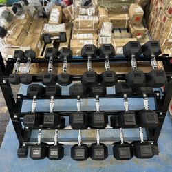 5-50 Pound Dumbbell Weight Set + 3 Tier Rack