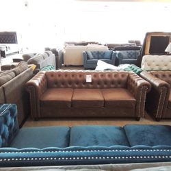 Brown Upholstered Sofa Loveseat And Chair