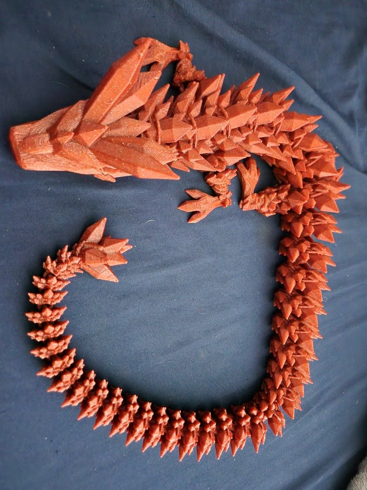 3D Printed Crystal Dragon Crimson Sparkle