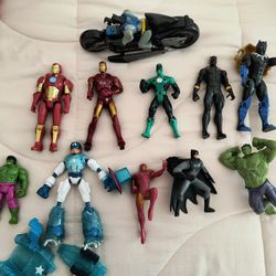 11 Superheroes Most Are 6" Tall, Pre-owned 