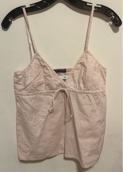 Brandy Melville Pink and White Stripped Top One Size