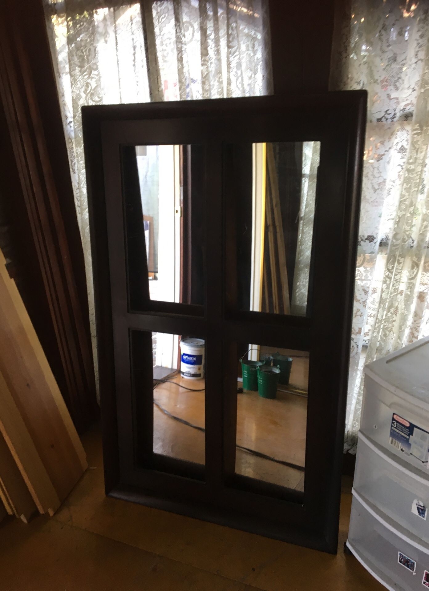 Mirror wooden frame like window 53 inches tall 33 wide $65