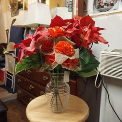 Small  Glass  Vase  with  Fake  Flowers