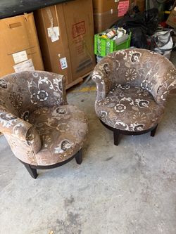 Pair of Floral Barrel Accent Chairs