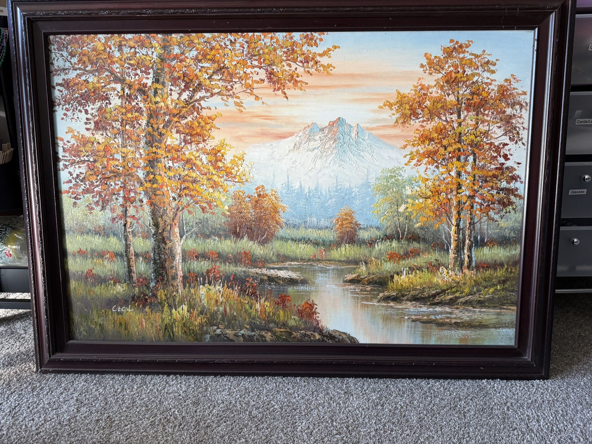 Hand painted Mountain Scene Painting-large