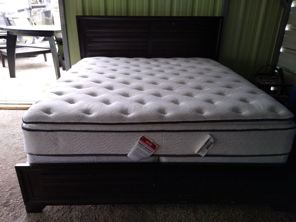 King size bed frame with mattress set