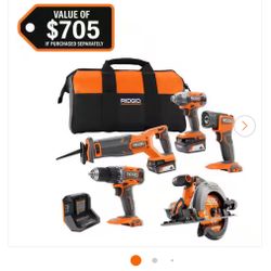 18V Cordless 5-Tool Combo Kit with (2) 4.0 Ah Batteries, Charger, Tool Bag, and Accessories