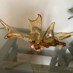 Vintage Art Glass Decorative Bowl Dish Chalet Style Mid Century Modern MCM 