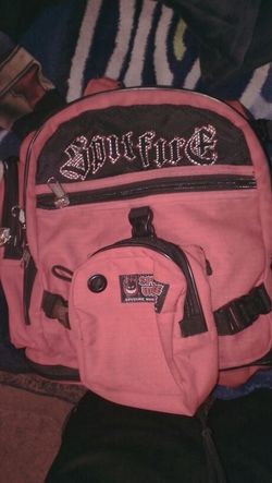 Red spitfire skateboarding backpack