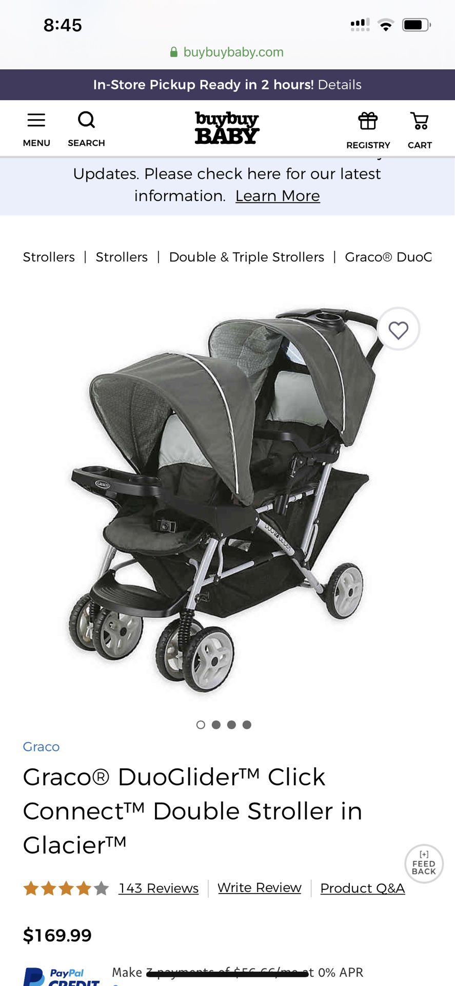 Graco DuoGlider Double Stroller | Lightweight Double Stroller with Tandem Seating NEW IN BOX