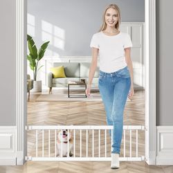 Dog Gate Indoor 10'' High Short Dog Gate to Step Over, 18“-45” Wide with 3 Extension Kits for Doorways & Stairs