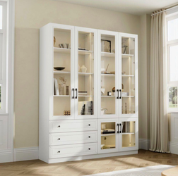White Wood 63 in. Cabinet with Seven Color LED Lighting