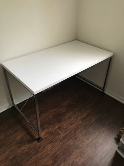 White Lacquer Writing Desk 53” wide 29.5” Deep