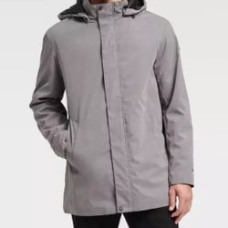 DKNY Men's Big & Tall All Man's Parka With Detachable Hood In Grey (Size : XXL )( Worn One Time / Brand New Condition )