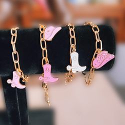 Cowgirl Boots, Hat Gold Charm Bracelets 