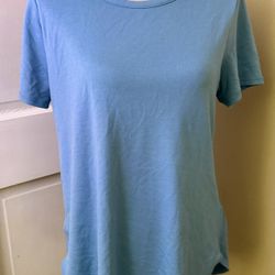 SKECHERS Go Walk Blue Short Sleeve Tunic T-Shirt High Low Women's M