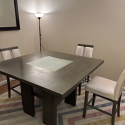 Bar Height Dining Table with Chairs And LED center 
