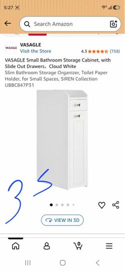 VASAGLE Small Bathroom Storage Cabinet Cloud White