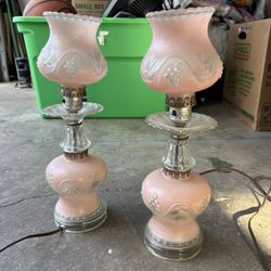 Vintage Working Pink Lamp Set 