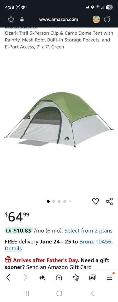 Ozark Trail 3-Person Clip & Camp Dome Tent