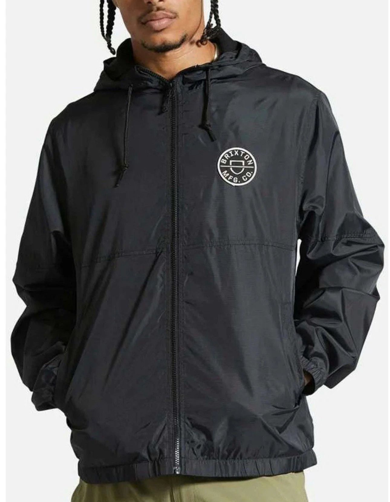 Brixton Men's Claxton Crest LW Zip Hood Size XXL Color Black/Black
