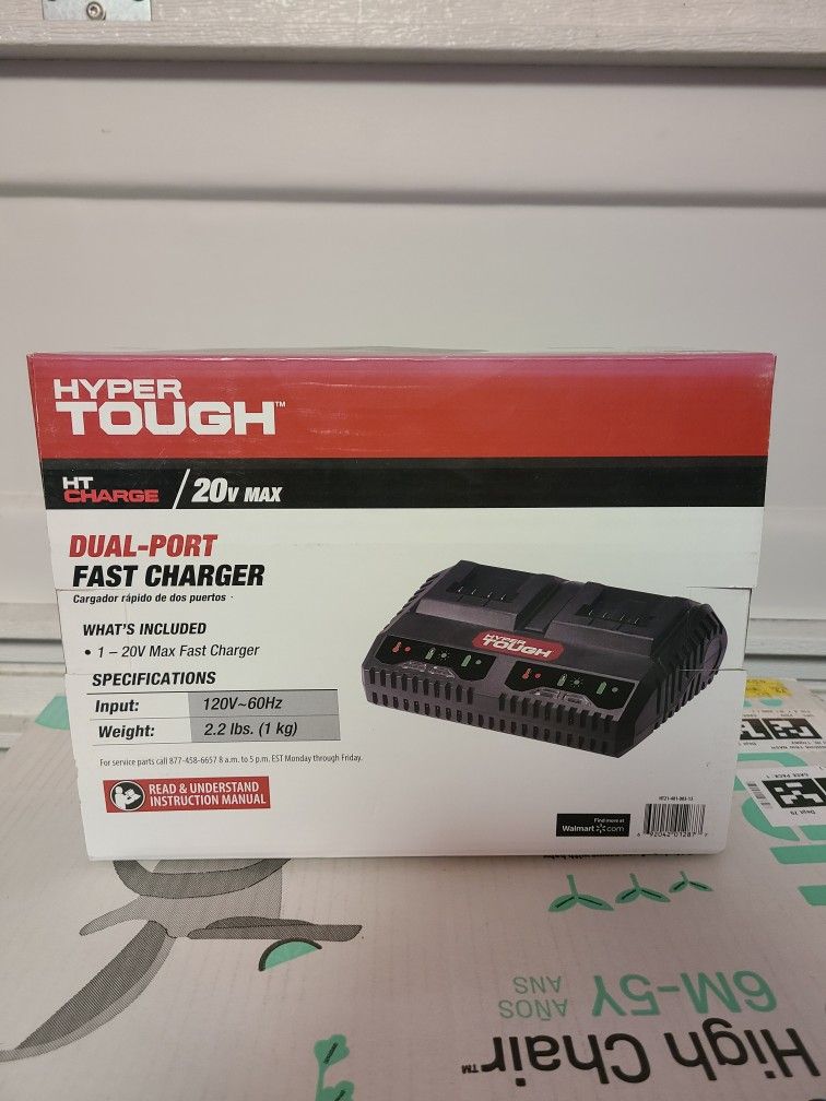 Hyper Tough 20v Max Lithium-Ion Dual Port Fast Charger With Quick Battery Charging
