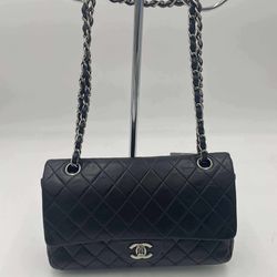 Vintage Chanel Small Classic Flap – Black Quilted Leather – Silver Hardware – With Entropy