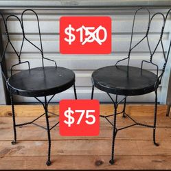 $75 Antique Wrought-iron Twist Metal Ice Cream Parlor Chairs