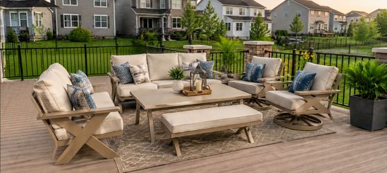 Aluminum Outdoor 9-Seat Conversation Set + Swivel Rocking Chairs