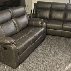 Sofa Set 3pcs Recliners Elegant Faux Leather “ Memorial Day Sale ❤️