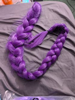 Dark Purple braided clip on Ponytail extra long