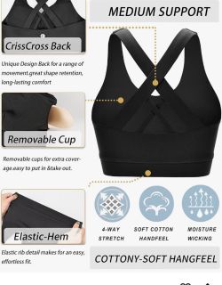 Black Medium Support Sports Bra