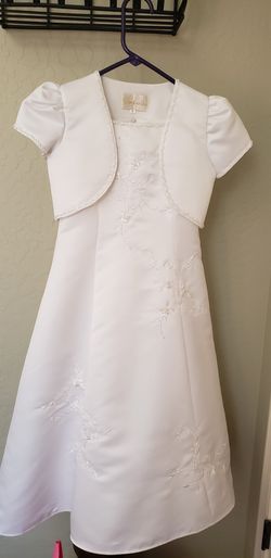 White matte satin girls dress sz 8