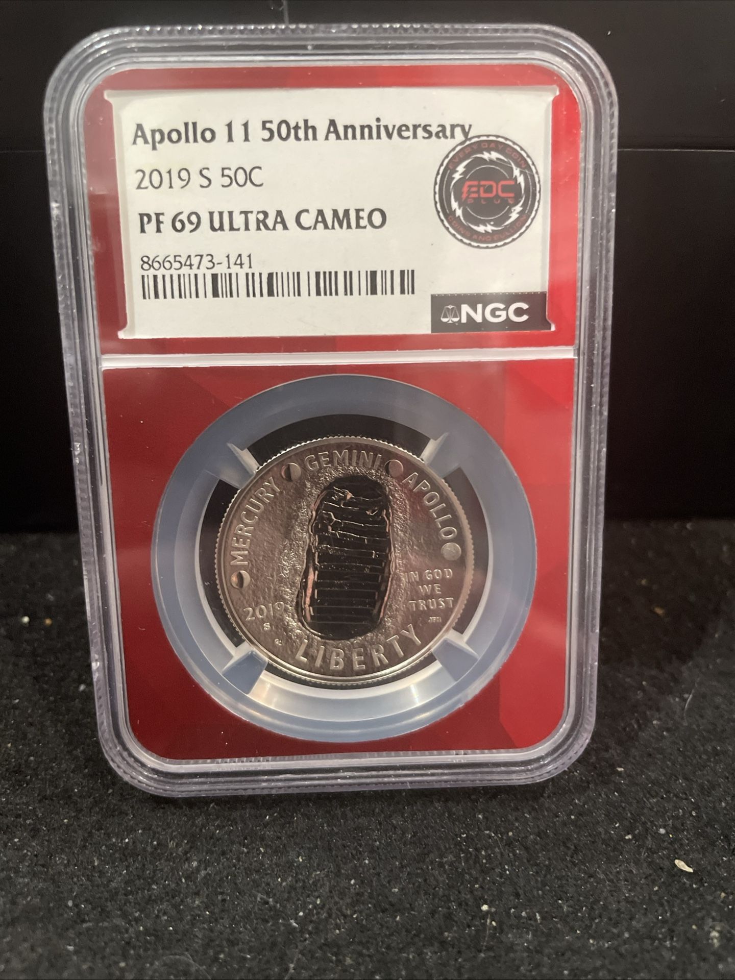 2019 S Gem Proof Apollo 11 50th Anniversary Half Dollar Graded At PR69 Ultra Cameo H-4