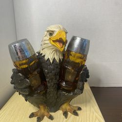 Vintage Eagle Holding Amber Glass Libbey Ashburton Salt & Pepper Shakers