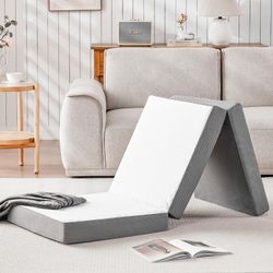 Foldable Mattress Single 4 Inch Tri-Folding Memory Foam Topper #3011UX3 T6opper #