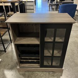 #021701 Sideboard Buffet Cabinet Wine Storage Stand Storage Cabinet Coffee Bar Cabinet Wine Bar Rack Cabinet with Single Sliding Door Wine Rack Glass 