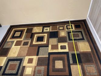 Brown Geometric Square Pattern Area Rug