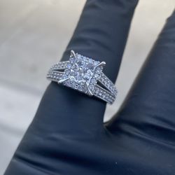 14K White Gold Diamond Cluster Engagement Ring – Real Diamonds