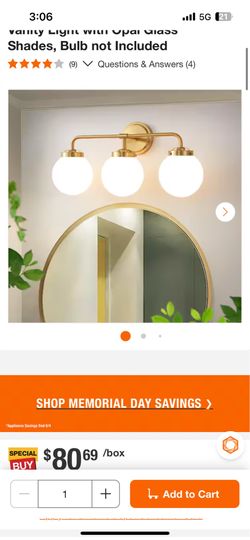 Deyidn 22.5 in. 3-Light Gold Bathroom Vanity Light with Opal Glass Shades, Bulb not Included