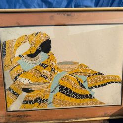 Decorative painting of an African woman – Signed (1976)