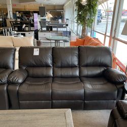 Brown Sofa Loveseat And Chair Recliner Set 