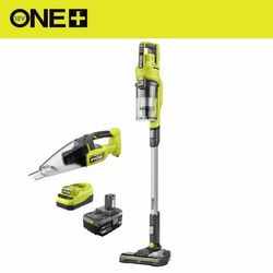 RYOBI ONE+ 18V Lithium-Ion Cordless Stick Vacuum Multi Surface Hand Vacuum Combo Kit with (1) 4 Ah Battery and Charger