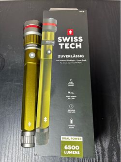 Swiss Tech 6500 Lumen Flashlight – Dual Power + Power Bank